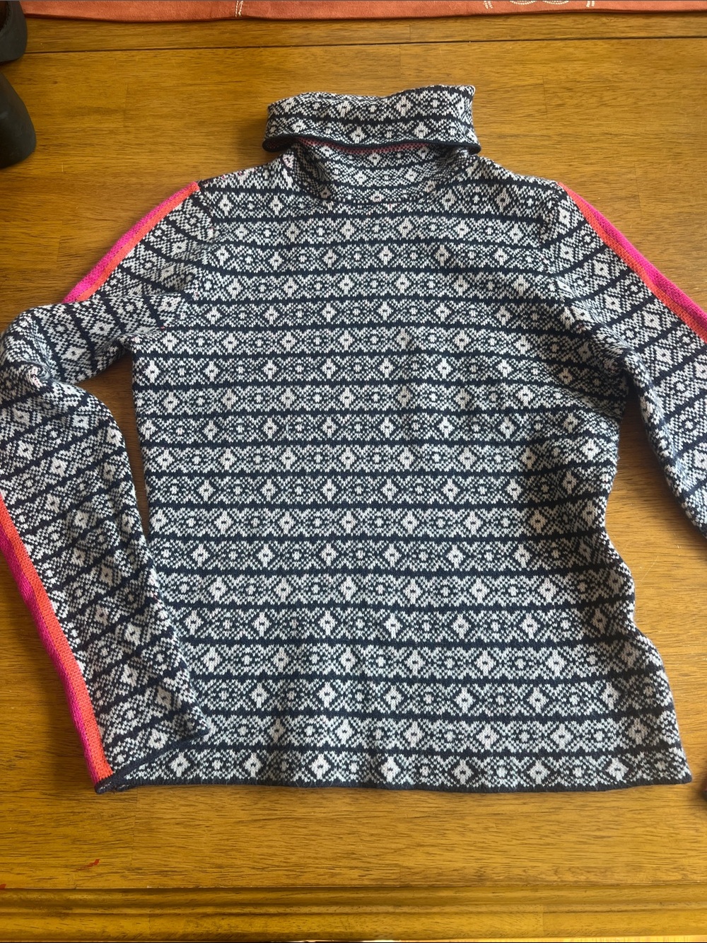 Maeve Ski Slope alpine jumper Fair Isle Turtle Neck Sweater with neon stripes XS